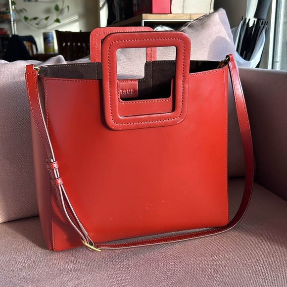 STAUD Shirley Leather Tote in Cognac - Picture 4 of 6